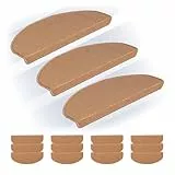 Relaxdays Marchette d'escalier semicirculaire, Auto-adhésive, lot Pratique de 15, L x P : env. 65 x 24 cm, Beige