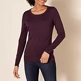 Amazon Essentials Pull Col Rond Léger À Manches Longues (Grandes Tailles Disponibles) Femme, Bordeaux, XL