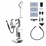 Polti Vaporetto 3 Clean, Balai Vapeur Aspirateur Sans Sac, 3 en 1, 12 Accessoires Inclus, Aspirateur à Main, Chauffage en 30 secondes, Puissance Maximale de 1800 Watts, Blanc et Gris