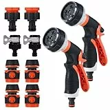 Ensemble de 2 Pistolet d'Arrosage pour jardin,8 modes de Pistolet Arrosage Haute Pression,convient pour Arrosage Jardin,bain des animaux,lavage des véhicules, outil de jardinage multifonction (orange)
