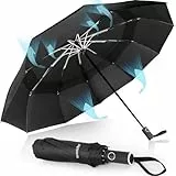 Herreicher Parapluie Pliant Résistant au Vent - Nouveau Automatique Parapluie Solide aux Tempêtes Portable Compact Double Toit Coupe-vent Ventilé De Voyage Grand Pour Homme et Femme (Noir)