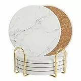 Dessous De Verre - Lot De 6 sous Verre - Absorbants Coasters - Fond Antidérapant - Absorption Rapide D’Eau - Motif Marbre