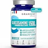 Glucosamine Chondroïtine et MSM 1500mg - Complexe Articulaire Glucosamine - Fabriqué en France - Soutien Musculaire et Articulations - Contre Douleurs Articulaires - 90 comprimés