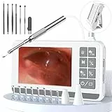 VITCOCO Otoscope avec écran HD IPS de 4,3 pouces, avec 6 LED Endoscope Auriculaire Ultra-fin de 3,9 mm, Kit de Nettoyage des Oreilles Multifonctionnel pour Enfants et Adultes (Blanc)