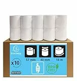 Exacompta - Réf. 40339E - Lot de 10 bobines pour tickets de carte bancaire - largeur 57 mm x diamètre 40 mm - 1 pli thermique 55g/m² - Métrage (+ ou - 2 m) : 18 m - Blanc