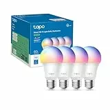 Tapo Ampoule Connectée WiFi, Ampoule LED E27 Multicolore 2500K-6500K, Dimmable 8.7 W 806Lm, Compatible avec Alexa et Google Home, Commande Vocale, Economie d'énergie, L530E(4-pack)