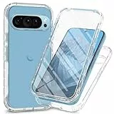 XINNI Coque pour Google Pixel 9 Pro/Pixel 9 Antichoc Housse avec Protège écran, 360 Degrés Full Body Etui Solide Double Face Bumper Portable Transparent Housse,Cristal