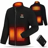 UNBON Veste Chauffante Homme, Veste Polaire Chauffante Homme avec Batterie USB 10000mAH, Manteau Chauffant 3 Températures 6 Zones de Chauffe, Blouson Chauffant Manche Longue pour Moto Travail Noir XL