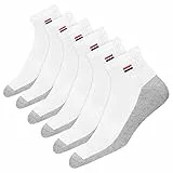 NAVYSPORT Chaussettes Homme 39-42 Sport Coton Coussin Quart Long - Lot de 6 Paires Chaussettes Courtes Unisexe (EU 39 42, Blanc/Gris)