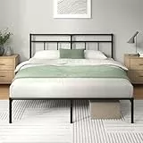Zinus Elias 140x190 cm - Cadre de lit en métal avec tête de lit - Montage Facile - Hauteur 30 cm - Lit avec Support de Lattes en métal - Espace de Rangement sous Le lit - Design Moderne - Noir
