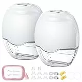 Haokoo Tire-lait électrique mains libres portable, tout-en-un extracteur de lait maternel, double joint, sans BPA, 3 modes et 12 niveaux, avec bride 17/19/21/27 mm (blanc, 2 pièces)