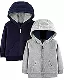 Simple Joys by Carter's 2-Pack Fleece Full Zip Hoodies Fashion, Gris/Bleu Marine, 24 Mois (Lot de 2) Bébé Garçon