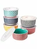 DOWAN Ramequins Lot, 6 X 235 ml Ramequins et Moules à Soufflés en Porcelaine, Ramequin Dessert pour Muffin, Ramequin Four à Pâtisserie, Glace, Sauce, Fruit, Collation, Ø 11cm-Couleurs Vives