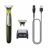 Philips OneBlade 360 hybride Visage : rasoir/tondeuse à barbe électrique, avec innovation lames 360, 2 lames 360 pour le visage, 1 sabot réglable 5 en 1 (modèle QP2734/30)