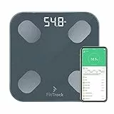 FitTrack - Balance Connectée avec Analyse de 17 Indicateurs de Santé - Avec Application via Bluetooth (Noire)