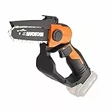 WORX Élagueuse Mini Tronçonneuse sans Fil 20V WG324E.9, Guide 12 cm, largeur coupe 10 cm, idéale pour élagage, taille, ébranchage et tronçonnage, capot de protection, version sans Batterie ni Chargeur