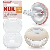 NUK MommyFeel Sucette pour bébé | 0-9 mois | Sucettes compatibles avec l'allaitement | Silicone sans BPA | Rosé et ocre | Lot de 2