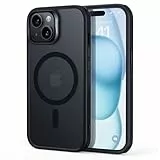 ESR Coque pour iPhone 15, Compatible avec MagSafe, Protection Militaire, Anti-jaunissement, Dos Anti Rayures, Coque Magnétique, Noir Givré
