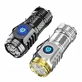 Hsthe Sea Lot de 2 Mini Lampes de Poche Monstre à Trois Yeux,Lampe de Poche LED Rechargeable Haute luminosité avec Clip pour Stylo, lumière multifonctionnelle en Acier,Flash extérieur Super Puissant