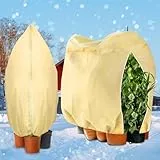 ZQEJEFD Protection Hivernale pour Plantes, 2PCS 180 x 120cm Housses de Protection pour Plantes, Voile Hivernage Plante avec Cordon de Serrage et Zipper, Réutilisable, Respirant, Indéchirable, Neige