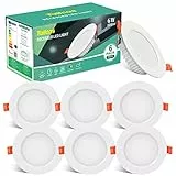 LED Spot Encastré Extra Plat 6W, 600lm Blanc Froid Plafonnier Rond Spot de Plafond Angle 120° Equivalent 60W Halogène, 6000K 230V Éclairage Plafond Encastré Pour Salle de Cuisine (Lot de 6)