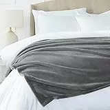 Amazon Basics Plaid non chauffant en velours pelucheux Couverture jetée de canapé, 168 x 229 cm, gris