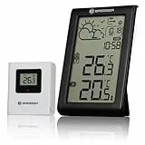 Bresser Station météo sans Fil avec capteur extérieur Meteo Temp W, thermomètre intérieur et extérieur, prévisions météo, Alerte Gel, Horloge Radio DCF, Grand écran, numérique