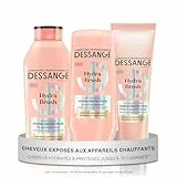 DESSANGE - Routine Cheveux Hydra-Protectrice Hydra Brush - Shampoing 280ml + Après-Shampoing 225ml + Lait Brushing 140ml - Hydrate & Protège La Fibre - Cheveux Exposés Aux Appareils Chauffants