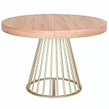 Menzzo Table Ronde Extensible Soare Chêne Clair Pieds Or