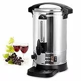 Cecaylie Bouilloire à vin chaud, 8,8 l, distributeur d'eau chaude en acier inoxydable, avec bac récupérateur, robinet, thermostat indicateur de niveau, distributeur automatique de boissons chaudes