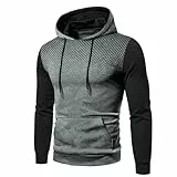 Générique Sweat à Capuche Homme Automne Hiver Ajustée Chaud Loisirs Col V Manches Longues Sweatshirt Léger Respirant Quotidien Sweat avec Cordon de Serrage et Poches