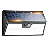 Peasur 318 LED Lumiere Solaire Extérieur Détecteur de Mouvemen, 3 Modes Lampe Solaire, Étanche Éclairage Extérieur pour Mural Jardin