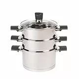 Russell Hobbs Excellence Collection 18 cm Cuiseur Vapeur en Acier Inoxydable, avec Couvercle, 3 Niveaux, Finition Miroir Polie, Compatible avec Plaques à Induction, Lavable Lave-Vaiselle, Argent