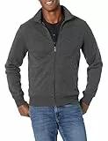Amazon Essentials Sweat-shirt à Col Montant en Molleton, Fermeture Éclair Intégrale Homme, Charbon Chiné, L