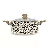 MENASTYL - Faitout Léopard 24cm tous feux dont induction - Revêtement antiadhésif - Aluminium recyclé - Poignée effet bois ergonomique - Motif Léopard - 6020956