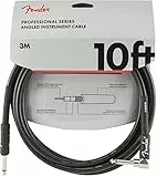 Fender Professional Series Câble Instrument Guitare, 3m, Droit/Angle, Noir, Offre une Clarté Sonore Supérieure Grâce à sa Construction Durable