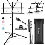 CAHAYA Pupitre de Musique Pliable, Léger, Portable Ajustable [Support pour Partition de Musique & Porte-livre pour Bureau à Double Usage 2 en 1 ] avec Sac de Transport, Support de Partitions en Métal