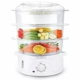 Aigostar Fitfoodie 30CFO - 9L Cuiseur vapeur électrique 0% BPA. Puissance de 800W, Programmable minuterie, 3 niveaux indépendants de cuisson. Cuisine saine. Design exclusif