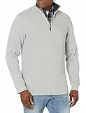 Amazon Essentials Pull Finement Côtelé Zippé 1/4 Homme, Gris Clair Chiné, L