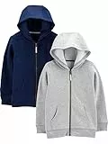 Simple Joys by Carter's 2-Pack Fleece Full Zip Hoodies Fashion, Gris/Bleu Marine, 18 Mois (Lot de 2) Bébé Garçon