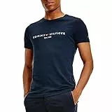 Tommy Hilfiger T-Shirt Manches Courtes Homme Core Tommy Logo Col Ras-du-Cou, Bleu (Sky Captain), L