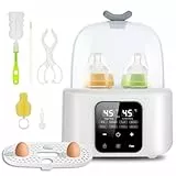 Chauffe Biberon 6 en 1 avec Contrôle de Température, Chauffe-Lait Maternel et Lait Maternisé en Quelques Minutes,Stérilisateur Biberon avec Écran LCD Numérique pour Les Voyages et La Maison