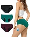 TANSTC Culotte Menstruelle pour Femmes Fille sous-vêtements Anti-fuites Physiologique en Coton de Protection à la Période Post-Partum Slips, Noir/Rouge vin/Vert Encre (M, Lot de 3)