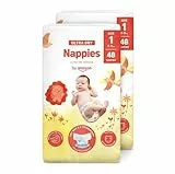 By Amazon Couches bébé Ultra Absorbantes, Taille 1 (2-5 kg), Blanc, 96 Pièces (2 lot de 48) - PACK MENSUEL (anciennement une marque Mama Bear, même produit)