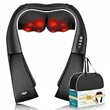 ALLJOY Masseur Cervical, Massage Dos et Cou Épaules avec Chauffage,Appareil de Massage Shiatsu Électrique avec Sac de Rangement,3D-rotation Vitesse Réglable, Cadeaux pour Meres Papa Femme Homme,Noir