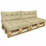 vounot® Lot de 4 Coussins pour Palette Europe Extérieur et Intérieur Coussin d’Assise 80x120x15cm et Dossier 20x40x120cm en Polyester Imperméable et Résistant aux Taches Coussin Matelassé Beige