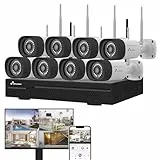 NIVIAN, Kit Caméras de Surveillance WiFi 2K Professionnel avec 8 Caméras IP, NVR 16 Canaux, Images Super HD, Détection Humaine IA, Vision Nocturne, Audio, HDMI, App EseeCloud, Enregistrement 24/7