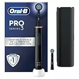 Oral-B Pro 3 3500 Brosse À Dents Électrique, Avec Capteur De Pression Pour Protéger Les Gencives, 3 Modes De Nettoyage, 1 Manche Noir, 1 Étui De Voyage, 2 Brossettes Rondes De Rechange