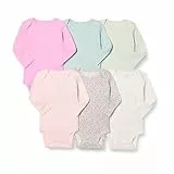 Amazon Essentials Body à Manches Longues Mixte Bébé, Lot de 6, Fleuri/Rose, 24 mois
