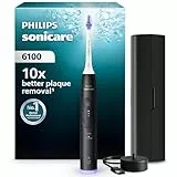 Philips Sonicare 6100 - Brosse à dents électrique sonique avec 2 modes de brossage et 3 niveaux d'intensité, Alerte de pression, EasyStart, SmarTimer, Noir, modèle HX7401/07 [Nouvelle technologie]
